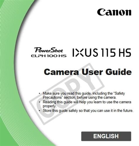 Canon 100 HS Manual pdf manual